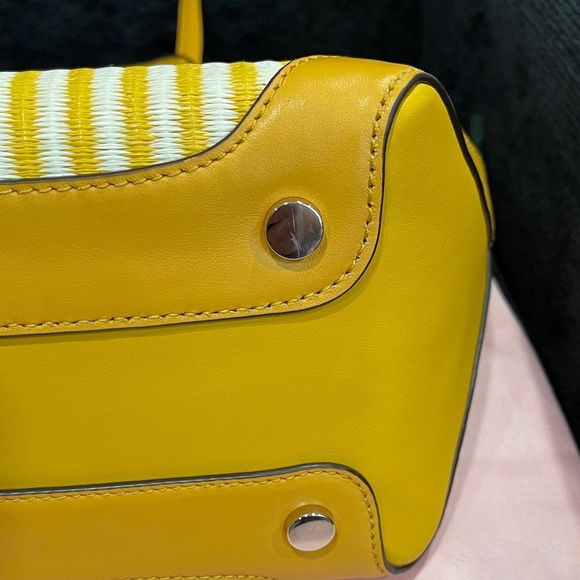 Kate Spade New York Yellow and White Buddie Striped Straw Tote Bag - Picture 10 of 10
